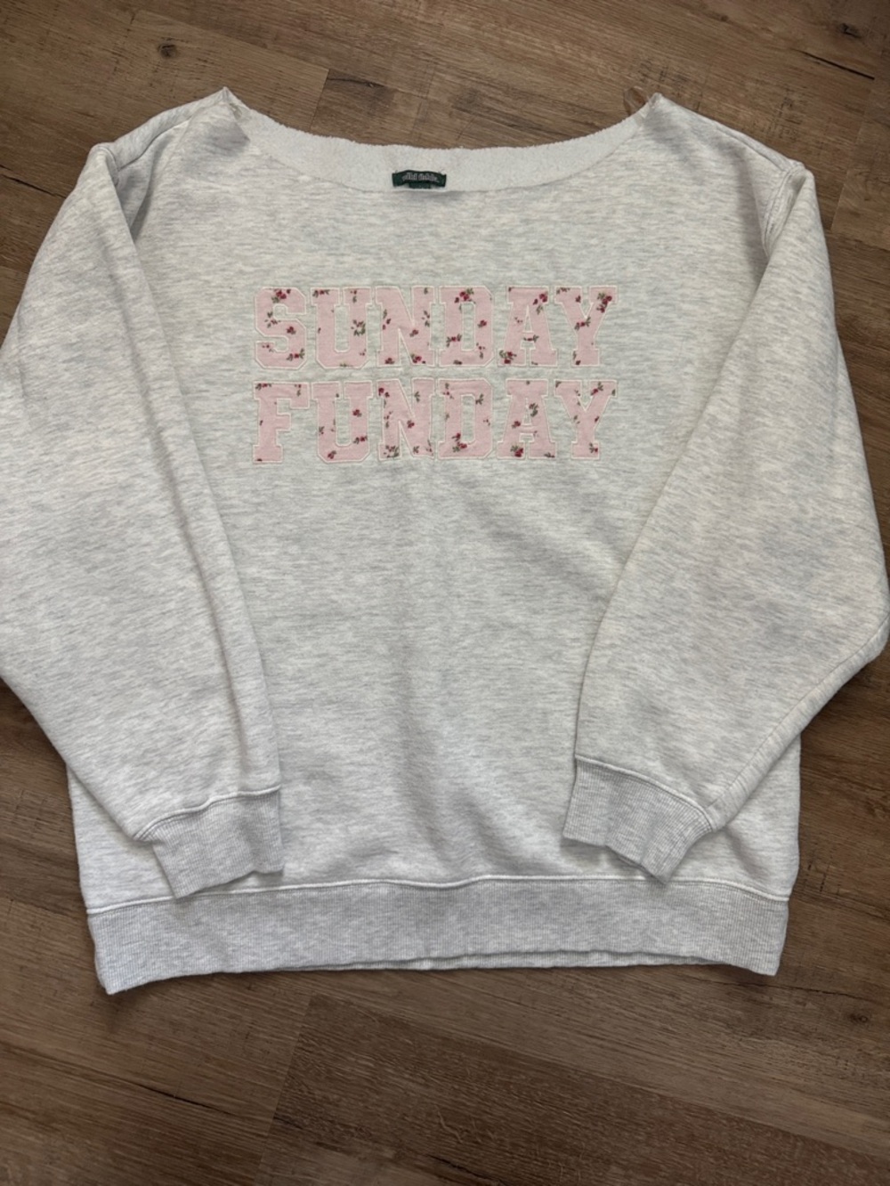 wild fable Light Gray Sweatshirt with Pink Floral 'SUNDAY FUNDAY'